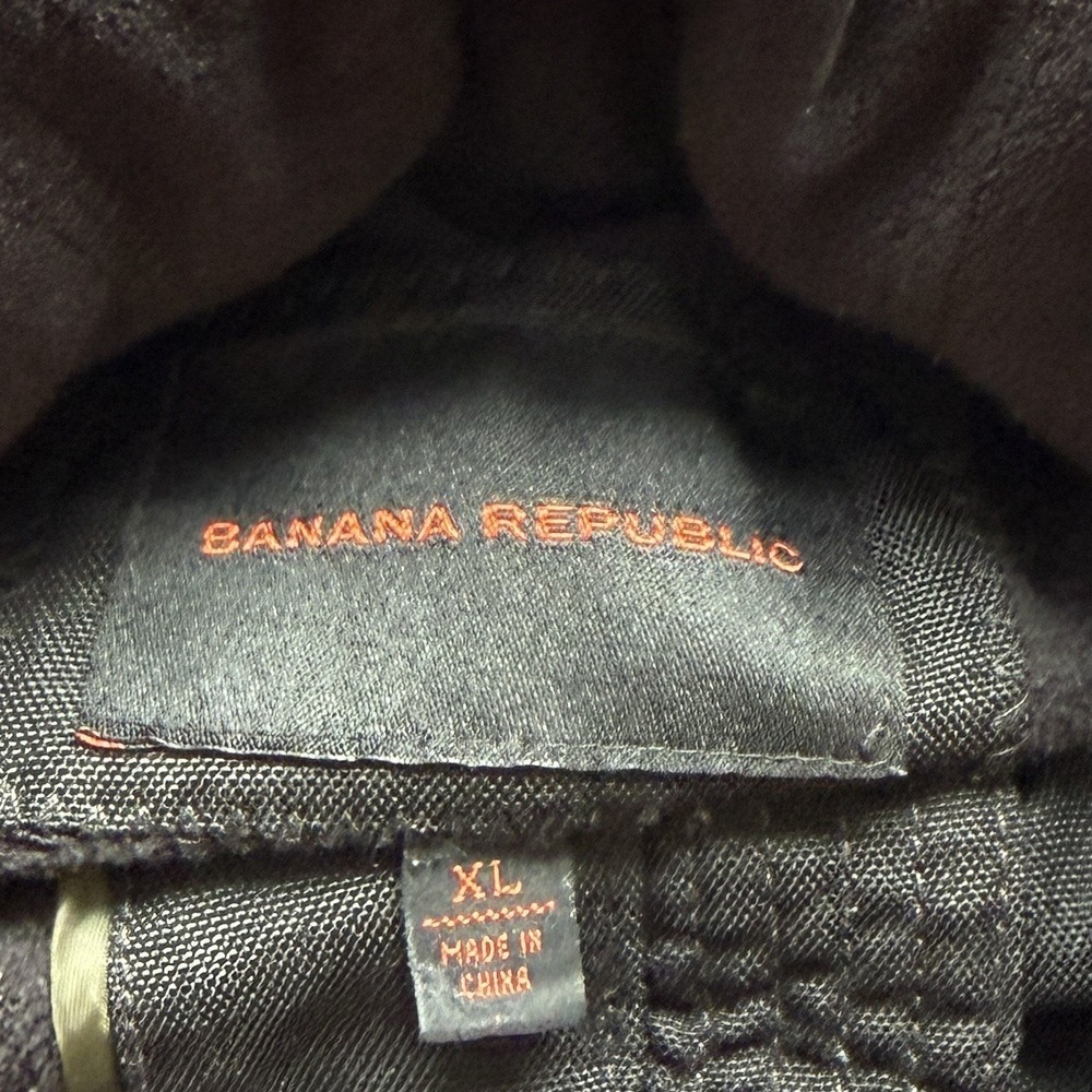 Banana Republic Black Canvas Coat Men XL Vintage Y2K Utility Hooded Outdoor Work - Picture 7 of 13